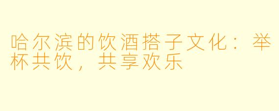 哈尔滨的饮酒搭子文化：举杯共饮，共享欢乐