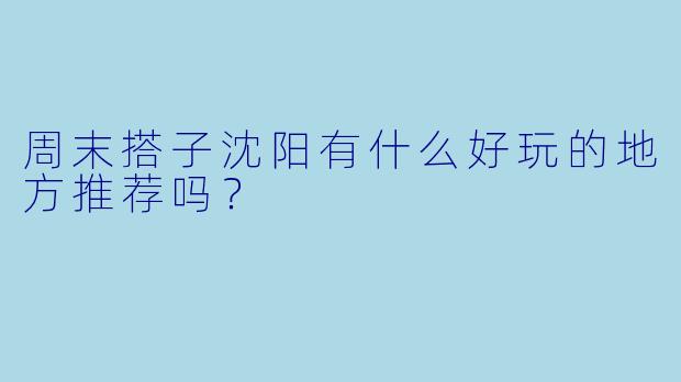 周末搭子沈阳有什么好玩的地方推荐吗？  