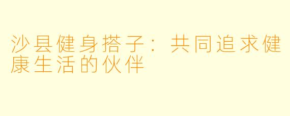 沙县健身搭子:共同追求健康生活的伙伴