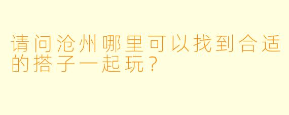 请问沧州哪里可以找到合适的搭子一起玩？  