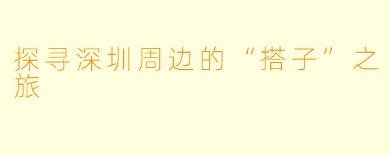 探寻深圳周边的“搭子”之旅