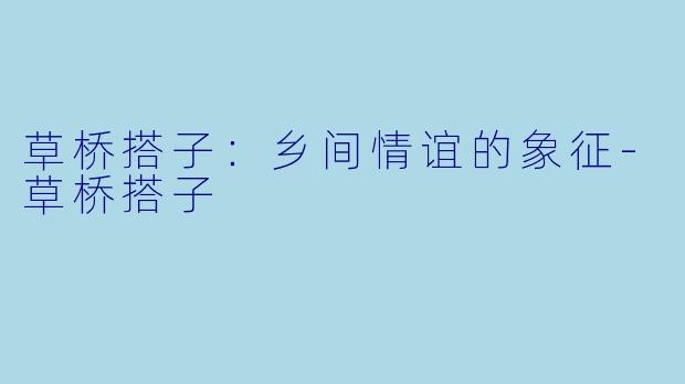 草桥搭子：乡间情谊的象征-草桥搭子