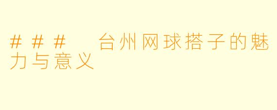 ### 台州网球搭子的魅力与意义