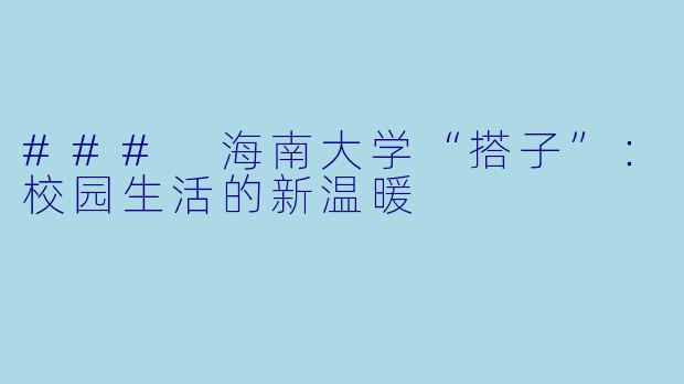 ### 海南大学“搭子”：校园生活的新温暖