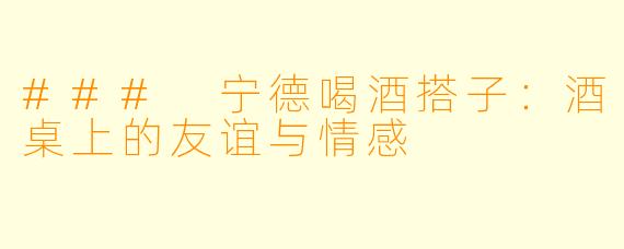 ### 宁德喝酒搭子：酒桌上的友谊与情感