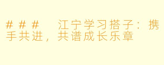 ### 江宁学习搭子:携手共进,共谱成长乐章
