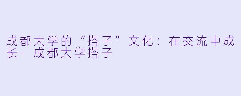 成都大学的“搭子”文化:在交流中成长