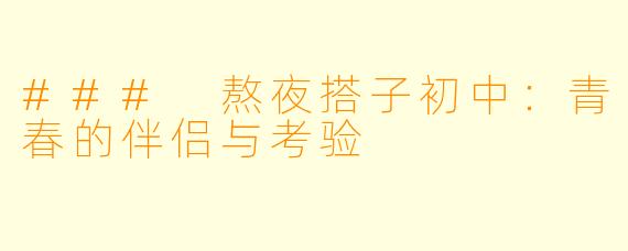 ### 熬夜搭子初中:青春的伴侣与考验