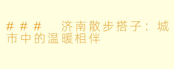 ### 济南散步搭子：城市中的温暖相伴