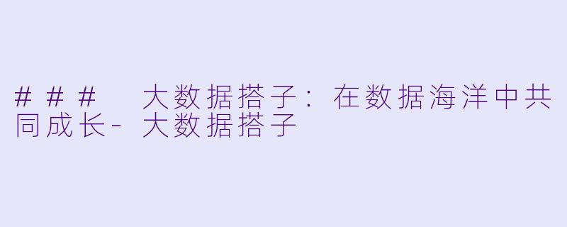 ### 大数据搭子：在数据海洋中共同成长-大数据搭子
