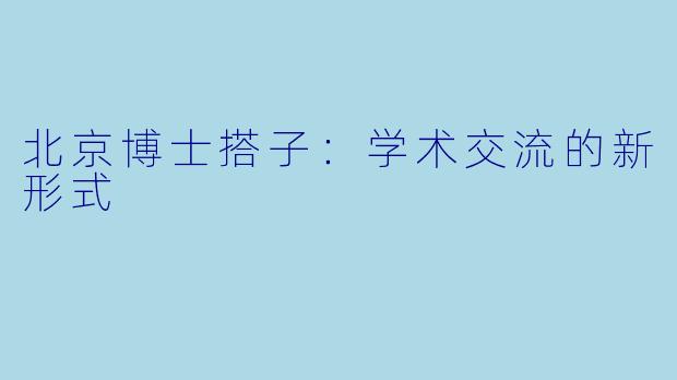 北京博士搭子：学术交流的新形式