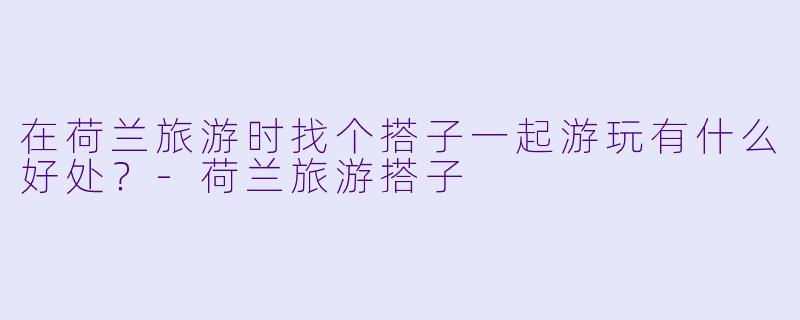 在荷兰旅游时找个搭子一起游玩有什么好处？