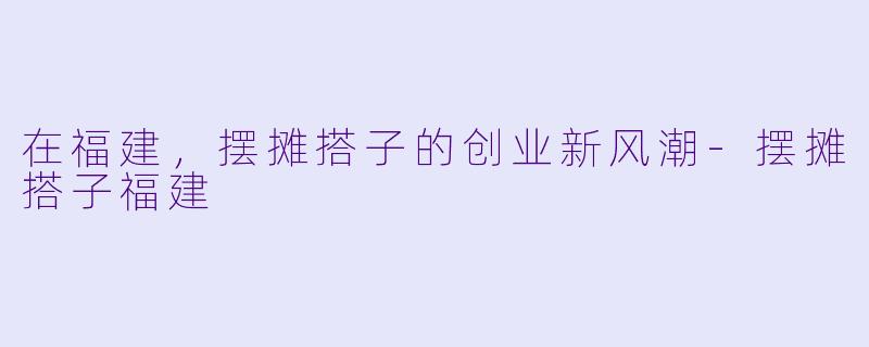 在福建，摆摊搭子的创业新风潮-摆摊搭子福建