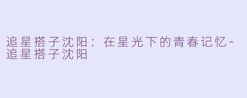 追星搭子沈阳:在星光下的青春记忆