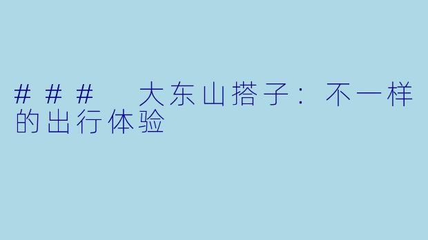 ### 大东山搭子:不一样的出行体验