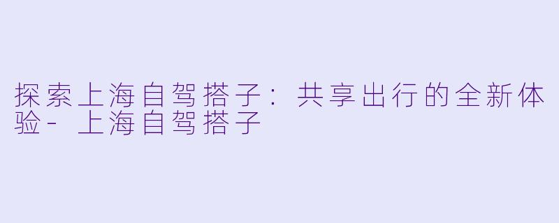 探索上海自驾搭子：共享出行的全新体验