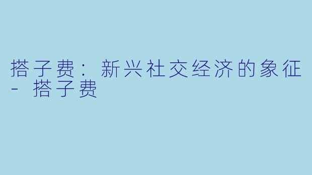 搭子费：新兴社交经济的象征-搭子费