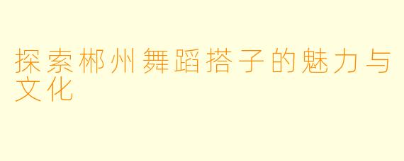探索郴州舞蹈搭子的魅力与文化