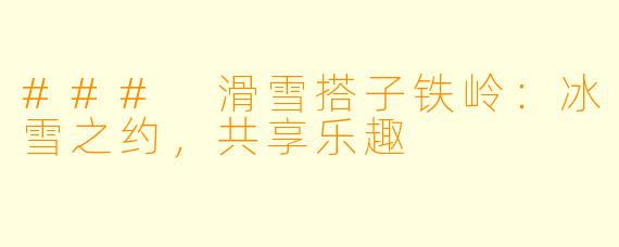 ### 滑雪搭子铁岭：冰雪之约，共享乐趣