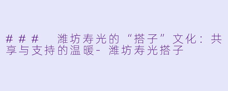 ### 潍坊寿光的“搭子”文化:共享与支持的温暖