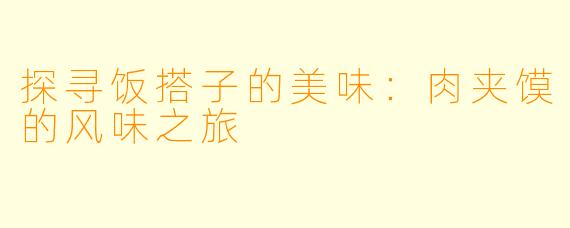 探寻饭搭子的美味：肉夹馍的风味之旅