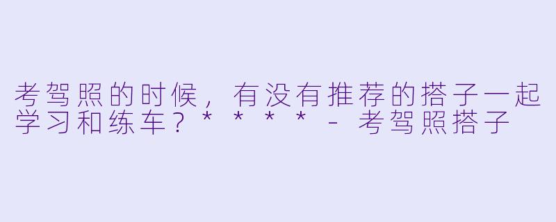 考驾照的时候，有没有推荐的搭子一起学习和练车？****-考驾照搭子
