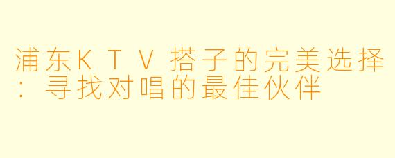 浦东KTV搭子的完美选择：寻找对唱的最佳伙伴