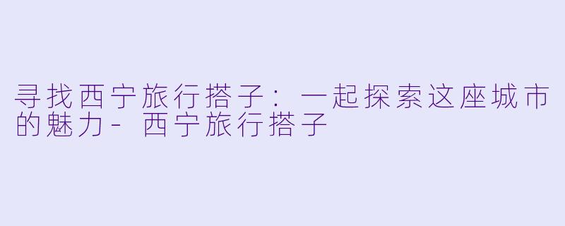 寻找西宁旅行搭子:一起探索这座城市的魅力