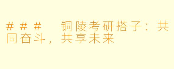 ### 铜陵考研搭子：共同奋斗，共享未来