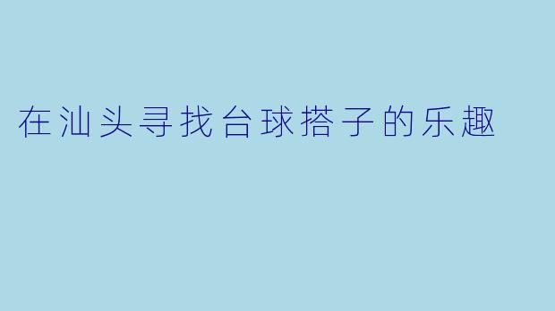 在汕头寻找台球搭子的乐趣