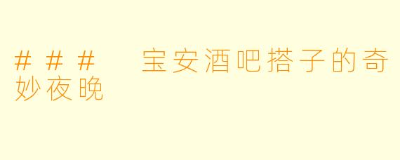 ### 宝安酒吧搭子的奇妙夜晚