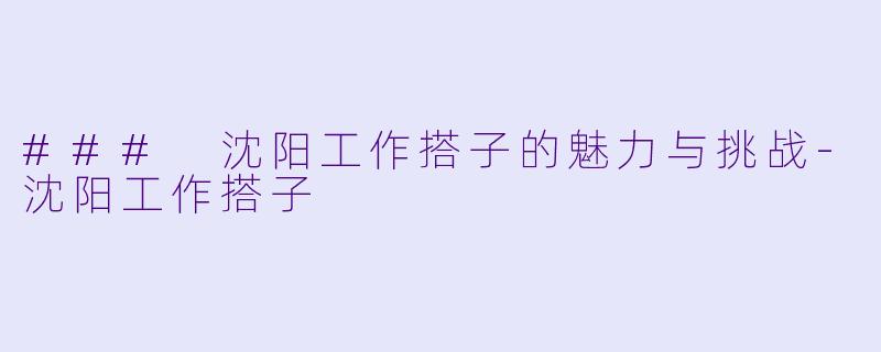 ### 沈阳工作搭子的魅力与挑战