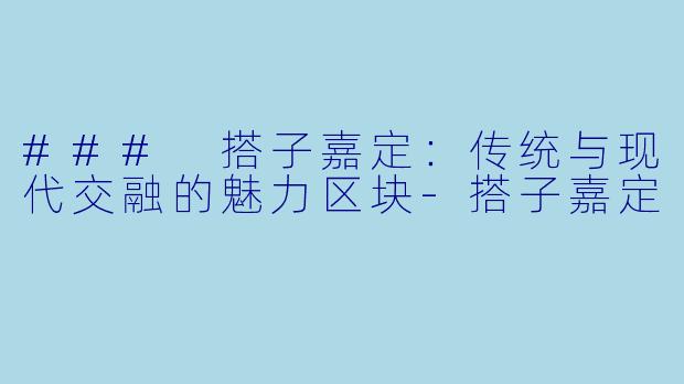### 搭子嘉定：传统与现代交融的魅力区块-搭子嘉定