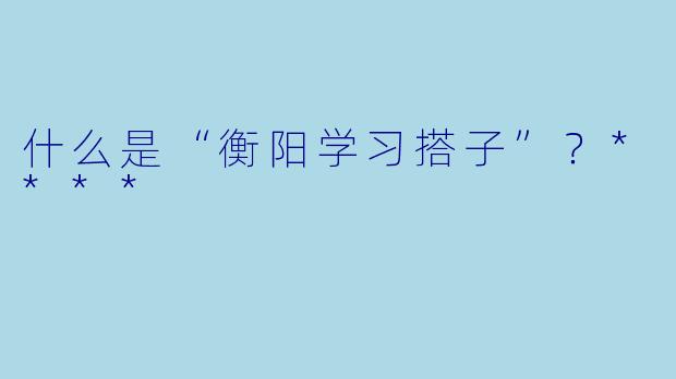 什么是“衡阳学习搭子”?****