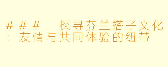 ### 探寻芬兰搭子文化：友情与共同体验的纽带
