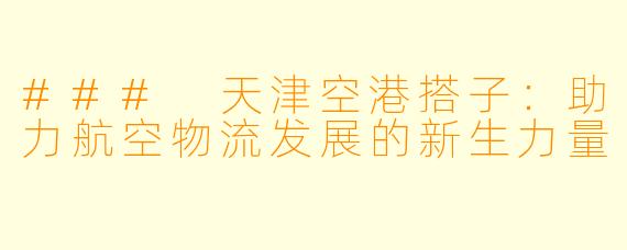 ### 天津空港搭子：助力航空物流发展的新生力量