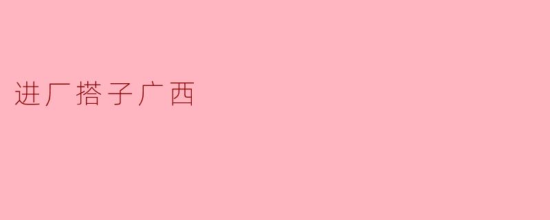 进厂搭子广西