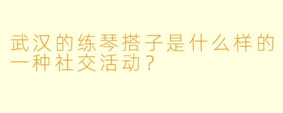 武汉的练琴搭子是什么样的一种社交活动?