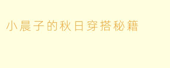 小晨子的秋日穿搭秘籍