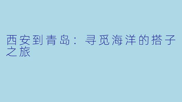西安到青岛：寻觅海洋的搭子之旅