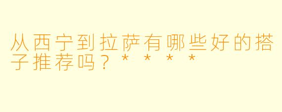 从西宁到拉萨有哪些好的搭子推荐吗？****