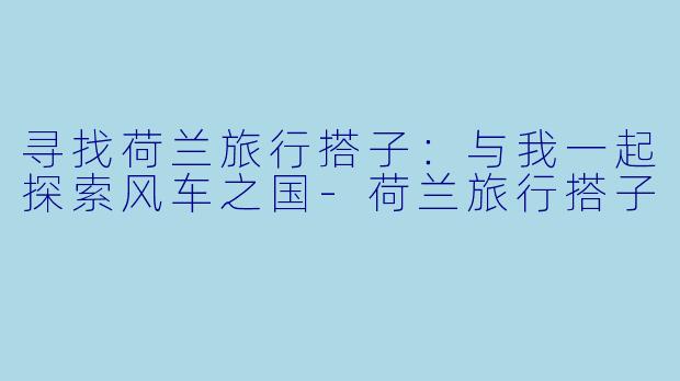 寻找荷兰旅行搭子：与我一起探索风车之国-荷兰旅行搭子