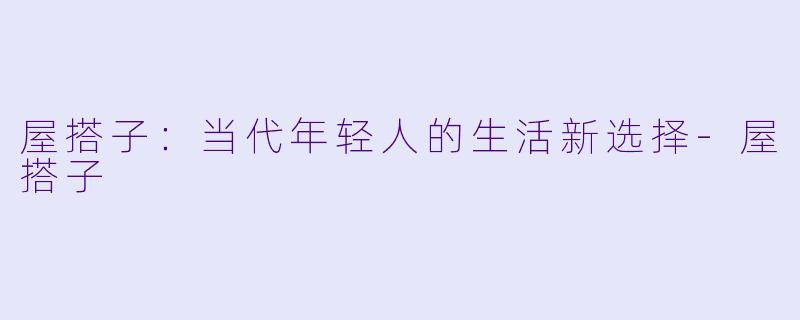 屋搭子：当代年轻人的生活新选择-屋搭子
