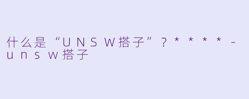 什么是“UNSW搭子”？****