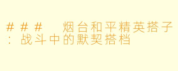 ### 烟台和平精英搭子：战斗中的默契搭档
