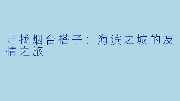 寻找烟台搭子:海滨之城的友情之旅