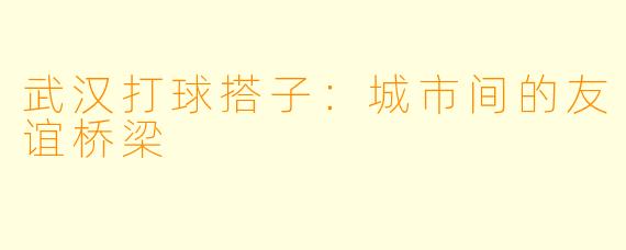 武汉打球搭子：城市间的友谊桥梁