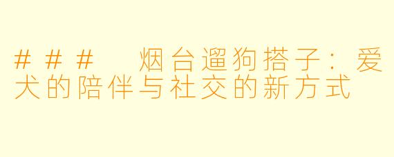 ### 烟台遛狗搭子:爱犬的陪伴与社交的新方式