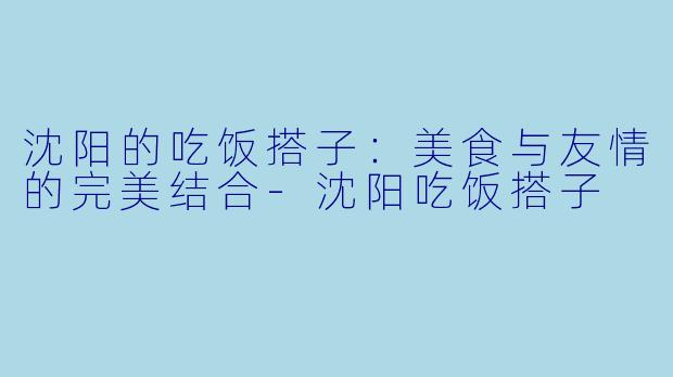 沈阳的吃饭搭子：美食与友情的完美结合-沈阳吃饭搭子