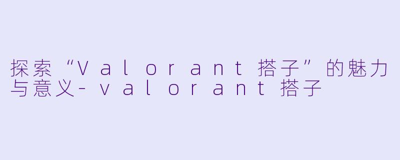 探索“Valorant搭子”的魅力与意义